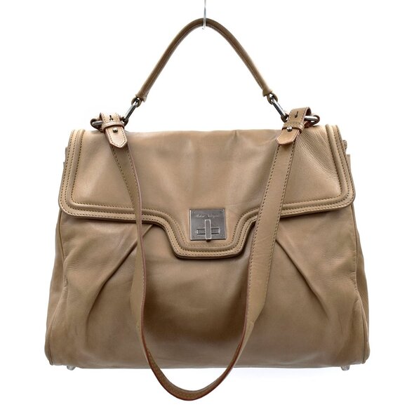Robert Clergerie Handbags - Robert Clergerie Lambskin Leather Shoulder Bag in Taupe